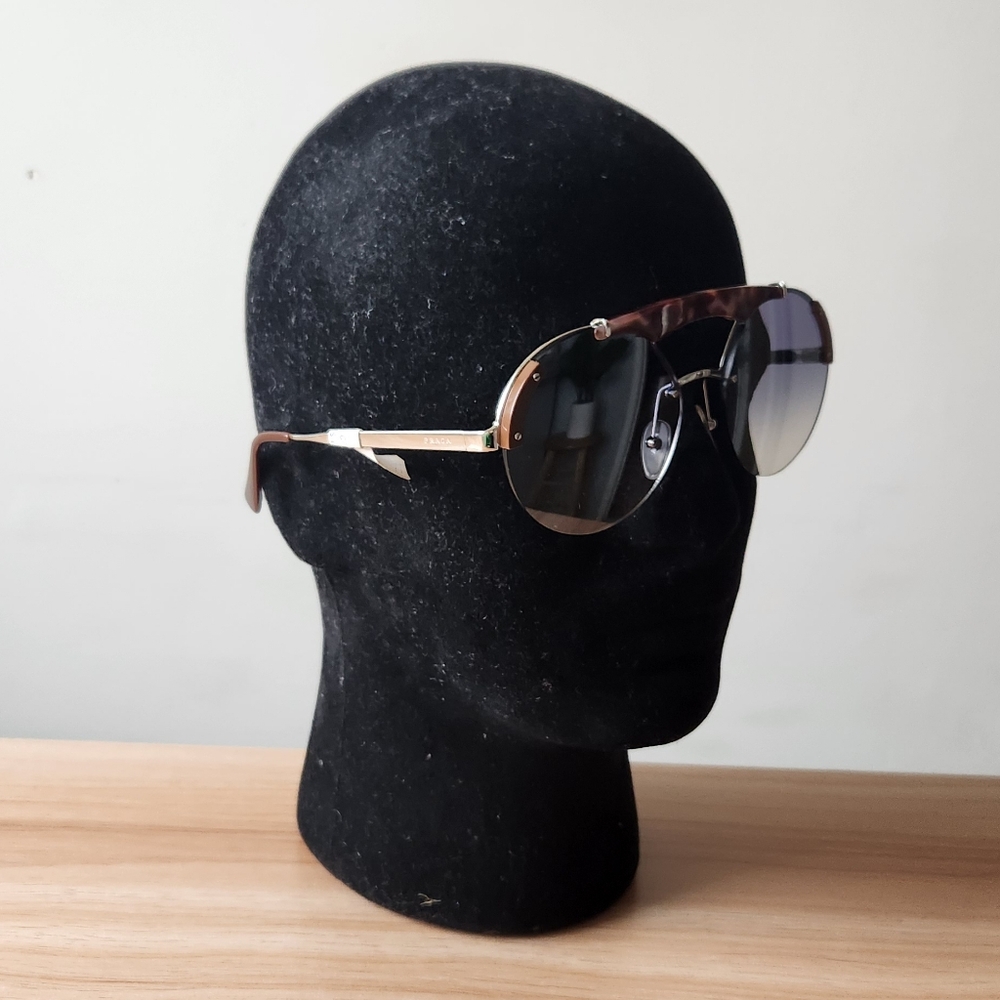 Authentic Prada Sunglasses SPR52U C13-5R0 Brown Frames MIrrored Lens 140MM ST*